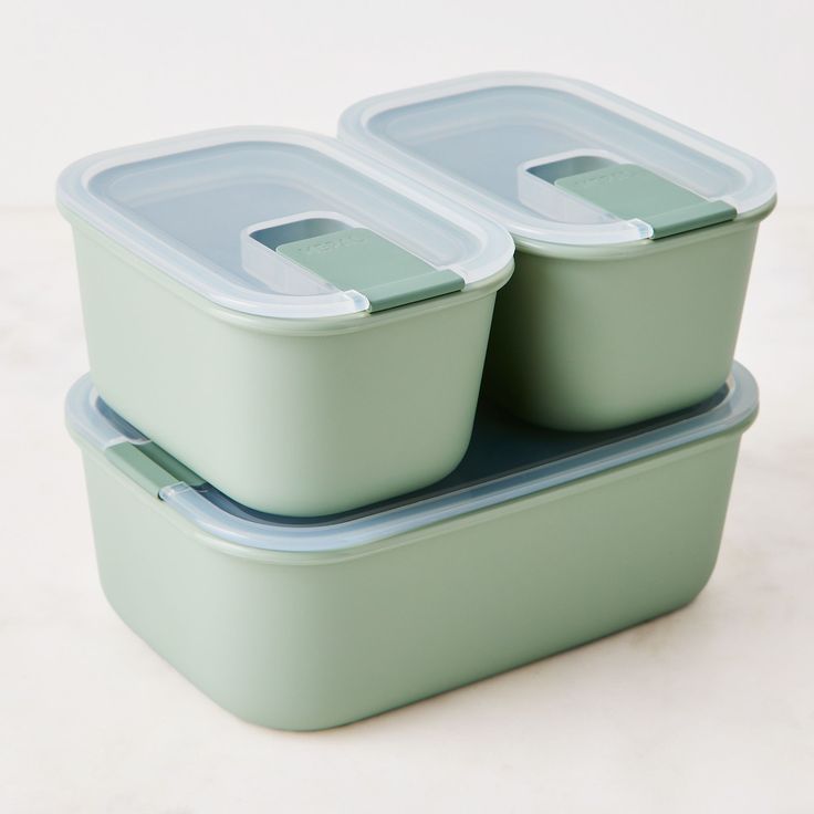 Mepal EasyClip Plastic Food Storage Boxes - 3 Piece Set, Nordic White